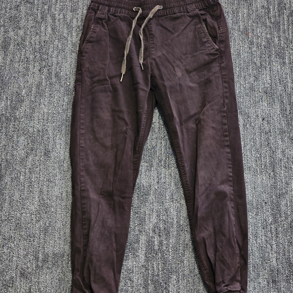 Men's Slim Fit Drawstring Joggers in Deep Plum